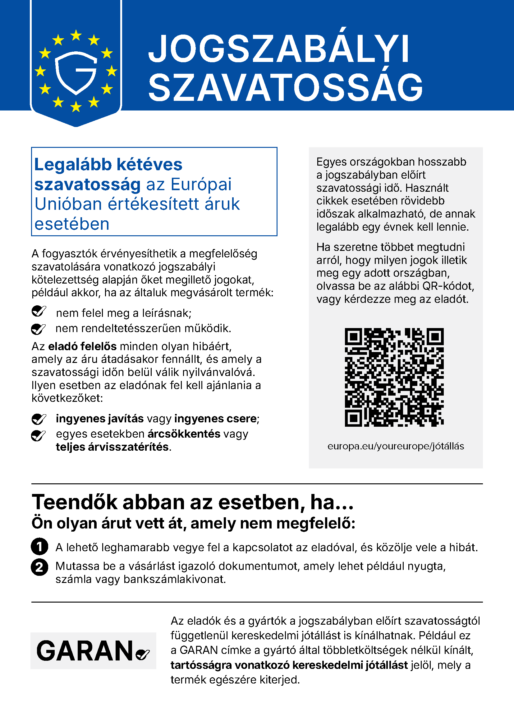 Harmonisierte EU-Mitteilung zum gesetzlichen Gewährleistungsrecht