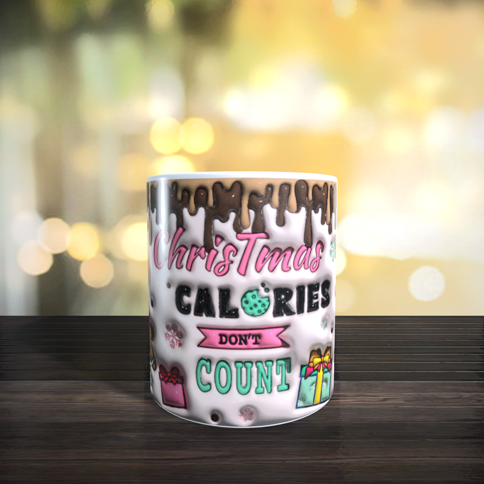 Weihnachtstasse 3D "Christmas Calories don´t count" 