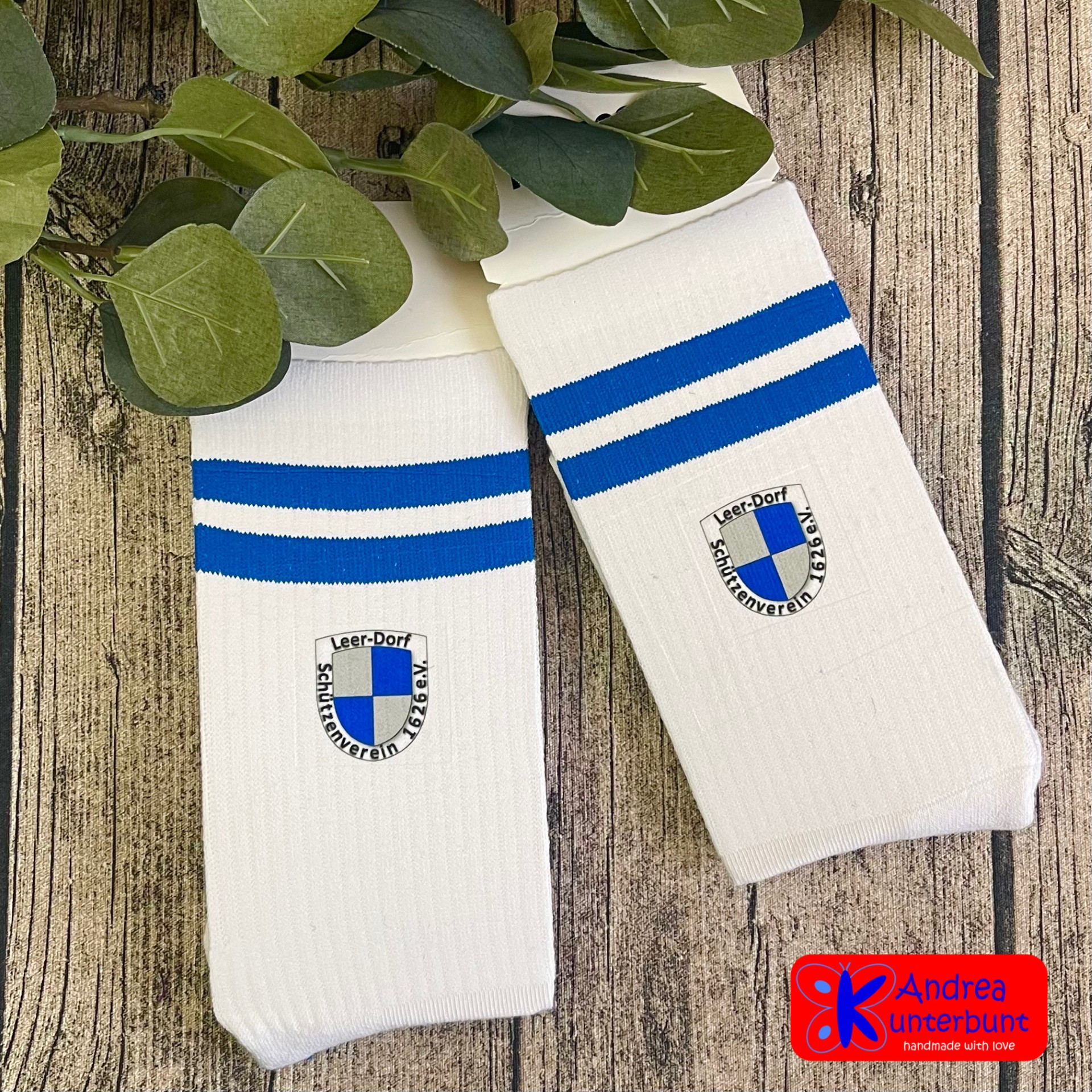 Socken „Leer-Dorf“ – royal blauer Streifen